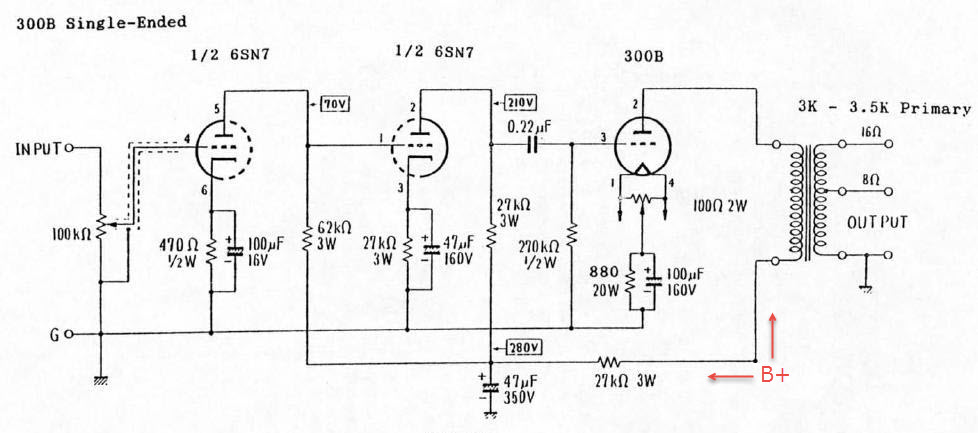 6SN7-300B-Single-Ended-Tube-Amp-Schematic